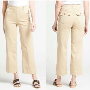 Spanx Stretch Twill Cropped Wide Leg Pant Khaki Size Medium TALL 20312T